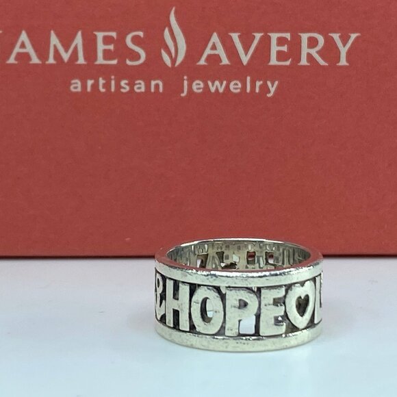 JR606 James Avery Etched out Faith Hope Love SS Band Ring - Picture 1 of 8